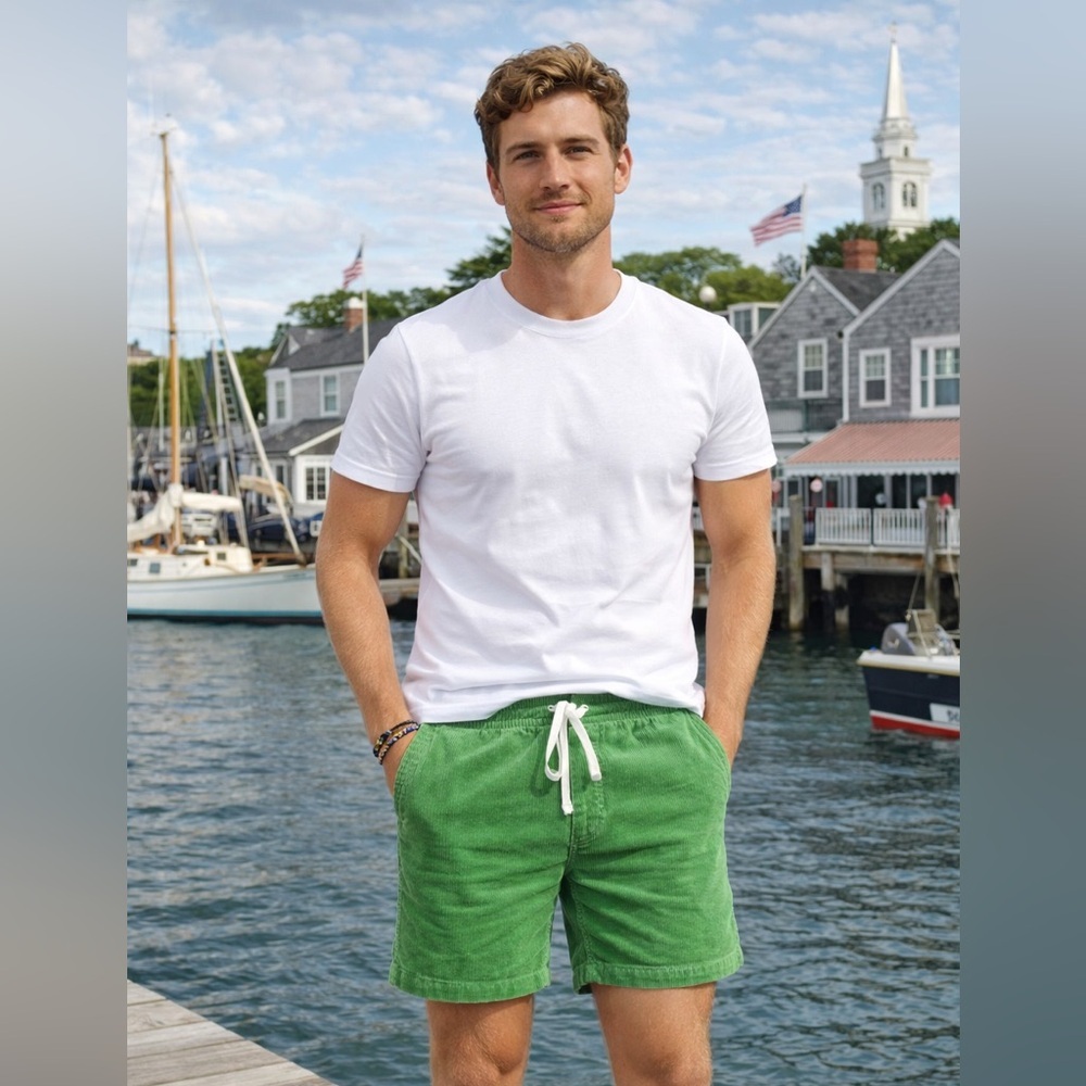 Keil James Patrick Coastal Corduroy Shorts in Green Size M NWT
